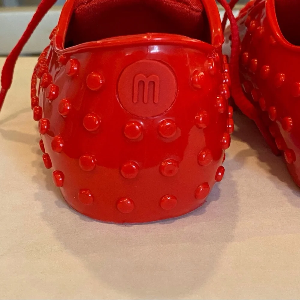 Mini Melissa Mickey Mouse red white lace up sneakers rubber shoes - Picture 8 of 10